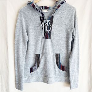 Super Soft Native Print Trim Pullover Hoodie